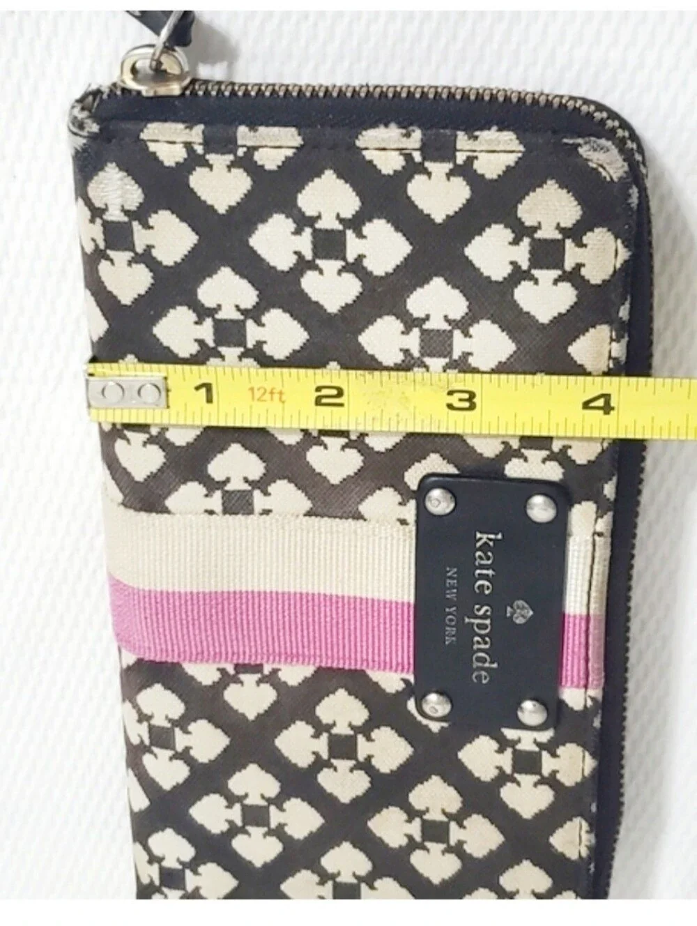Kate Spade Nada Signature Canvas Wallet Black Pink Stripe